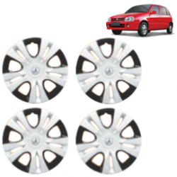 Premium Quality Car Full Wheel Cover Caps Clip Type 12 Inches (Puma D/C) (Double Colour Silver-Black) For Zen