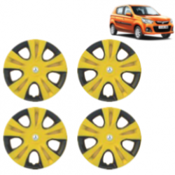 Premium Quality Car Full Wheel Cover Caps Clip Type 12 Inches (Puma) (Double Colour Yellow-Black) For Alto K-10 New Model