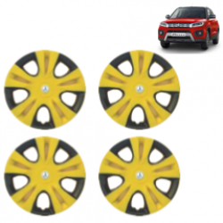 Premium Quality Car Full Wheel Cover Caps Clip Type 12 Inches (Puma) (Double Colour Yellow-Black) For Brezza