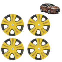 Premium Quality Car Full Wheel Cover Caps Clip Type 12 Inches (Puma) (Double Colour Yellow-Black) For Fiesta