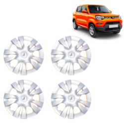 Premium Quality Car Full Wheel Cover Caps Clip Type 12 Inches (Puma) (Silver) For S-Presso