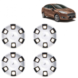Premium Quality Car Full Wheel Cover Caps Clip Type 12 Inches (RDX) (Double Colour Silver-Black) For Fiesta