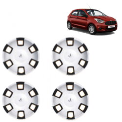 Premium Quality Car Full Wheel Cover Caps Clip Type 12 Inches (RDX) (Double Colour Silver-Black) For Figo