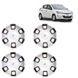 Premium Quality Car Full Wheel Cover Caps Clip Type 12 Inches (RDX) (Double Colour Silver-Black) For i20