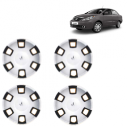 Premium Quality Car Full Wheel Cover Caps Clip Type 12 Inches (RDX) (Double Colour Silver-Black) For Indigo Manza