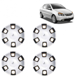 Premium Quality Car Full Wheel Cover Caps Clip Type 12 Inches (RDX) (Double Colour Silver-Black) For Indigo New Model