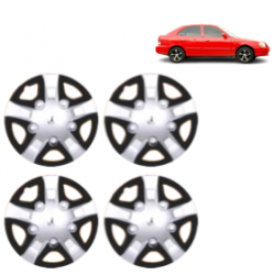 Premium Quality Car Full Wheel Cover Caps Clip Type 12 Inches (Rhino) (Double Colour Silver-Black) For Accent Viva