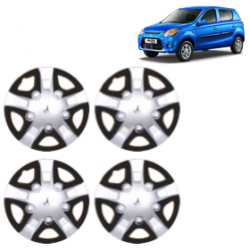 Premium Quality Car Full Wheel Cover Caps Clip Type 12 Inches (Rhino) (Double Colour Silver-Black) For Alto 800