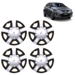 Premium Quality Car Full Wheel Cover Caps Clip Type 12 Inches (Rhino) (Double Colour Silver-Black) For Baleno New Model