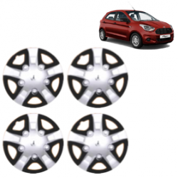 Premium Quality Car Full Wheel Cover Caps Clip Type 12 Inches (Rhino) (Double Colour Silver-Black) For Figo