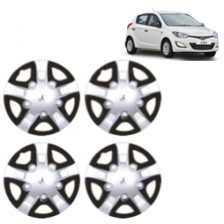 Premium Quality Car Full Wheel Cover Caps Clip Type 12 Inches (Rhino) (Double Colour Silver-Black) For i20