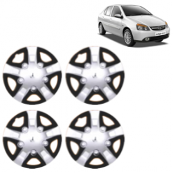 Premium Quality Car Full Wheel Cover Caps Clip Type 12 Inches (Rhino) (Double Colour Silver-Black) For Indigo New Model