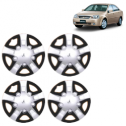 Premium Quality Car Full Wheel Cover Caps Clip Type 12 Inches (Rhino) (Double Colour Silver-Black) For Optra