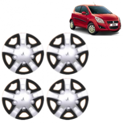 Premium Quality Car Full Wheel Cover Caps Clip Type 12 Inches (Rhino) (Double Colour Silver-Black) For Ritz