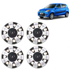 Premium Quality Car Full Wheel Cover Caps Clip Type 12 Inches (Smart) (Double Colour Silver-Black) For Alto 800