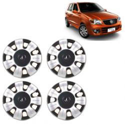 Premium Quality Car Full Wheel Cover Caps Clip Type 12 Inches (Smart) (Double Colour Silver-Black) For Alto K-10