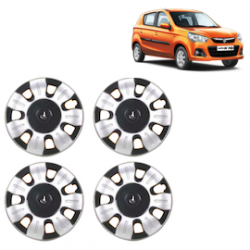 Premium Quality Car Full Wheel Cover Caps Clip Type 12 Inches (Smart) (Double Colour Silver-Black) For Alto K-10 New Model