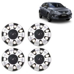 Premium Quality Car Full Wheel Cover Caps Clip Type 12 Inches (Smart) (Double Colour Silver-Black) For Baleno New Model