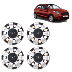Premium Quality Car Full Wheel Cover Caps Clip Type 12 Inches (Smart) (Double Colour Silver-Black) For Figo