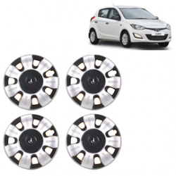 Premium Quality Car Full Wheel Cover Caps Clip Type 12 Inches (Smart) (Double Colour Silver-Black) For i20