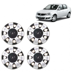 Premium Quality Car Full Wheel Cover Caps Clip Type 12 Inches (Smart) (Double Colour Silver-Black) For Logan