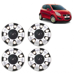 Premium Quality Car Full Wheel Cover Caps Clip Type 12 Inches (Smart) (Double Colour Silver-Black) For Ritz