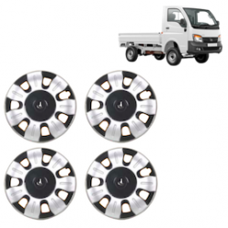 Premium Quality Car Full Wheel Cover Caps Clip Type 12 Inches (Smart) (Double Colour Silver-Black) For Tata Ace