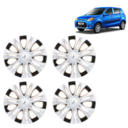 Premium Quality Car Full Wheel Cover Caps Clip Type 12 Inches (Spider) (Double Colour Silver-Black) For Alto 800
