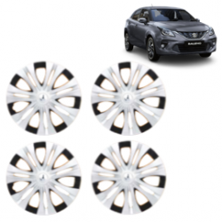 Premium Quality Car Full Wheel Cover Caps Clip Type 12 Inches (Spider) (Double Colour Silver-Black) For Baleno New Model