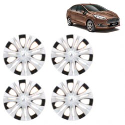 Premium Quality Car Full Wheel Cover Caps Clip Type 12 Inches (Spider) (Double Colour Silver-Black) For Fiesta