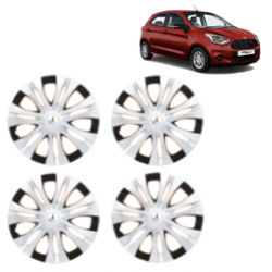 Premium Quality Car Full Wheel Cover Caps Clip Type 12 Inches (Spider) (Double Colour Silver-Black) For Figo