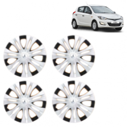 Premium Quality Car Full Wheel Cover Caps Clip Type 12 Inches (Spider) (Double Colour Silver-Black) For i20