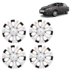 Premium Quality Car Full Wheel Cover Caps Clip Type 12 Inches (Spider) (Double Colour Silver-Black) For Indigo Manza