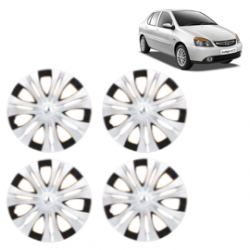 Premium Quality Car Full Wheel Cover Caps Clip Type 12 Inches (Spider) (Double Colour Silver-Black) For Indigo New Model
