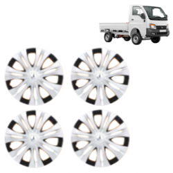 Premium Quality Car Full Wheel Cover Caps Clip Type 12 Inches (Spider) (Double Colour Silver-Black) For Tata Ace