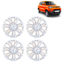 Premium Quality Car Full Wheel Cover Caps Clip Type 12 Inches (Spider) (Silver) For S-Presso