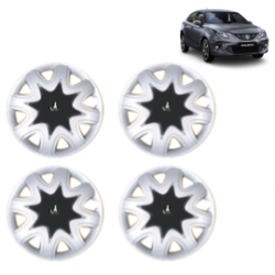 Premium Quality Car Full Wheel Cover Caps Clip Type 12 Inches (Star) (Double Colour Silver-Black) For Baleno New Model