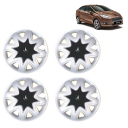Premium Quality Car Full Wheel Cover Caps Clip Type 12 Inches (Star) (Double Colour Silver-Black) For Fiesta