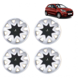 Premium Quality Car Full Wheel Cover Caps Clip Type 12 Inches (Star) (Double Colour Silver-Black) For Figo