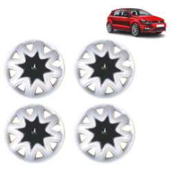 Premium Quality Car Full Wheel Cover Caps Clip Type 12 Inches (Star) (Double Colour Silver-Black) For Polo