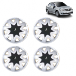 Premium Quality Car Full Wheel Cover Caps Clip Type 12 Inches (Star) (Double Colour Silver-Black) For SX4