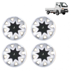 Premium Quality Car Full Wheel Cover Caps Clip Type 12 Inches (Star) (Double Colour Silver-Black) For Tata Ace