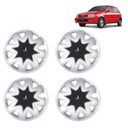 Premium Quality Car Full Wheel Cover Caps Clip Type 12 Inches (Star) (Double Colour Silver-Black) For Zen