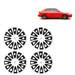 Premium Quality Car Full Wheel Cover Caps Clip Type 12 Inches (Tracer) (Double Colour Silver-Black) For Accent Viva