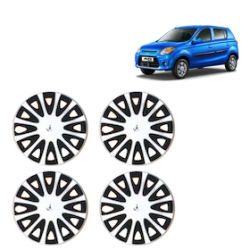 Premium Quality Car Full Wheel Cover Caps Clip Type 12 Inches (Tracer) (Double Colour Silver-Black) For Alto 800