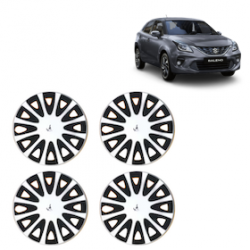Premium Quality Car Full Wheel Cover Caps Clip Type 12 Inches (Tracer) (Double Colour Silver-Black) For Baleno New Model