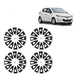 Premium Quality Car Full Wheel Cover Caps Clip Type 12 Inches (Tracer) (Double Colour Silver-Black) For i20