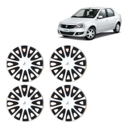 Premium Quality Car Full Wheel Cover Caps Clip Type 12 Inches (Tracer) (Double Colour Silver-Black) For Logan