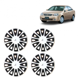 Premium Quality Car Full Wheel Cover Caps Clip Type 12 Inches (Tracer) (Double Colour Silver-Black) For Optra