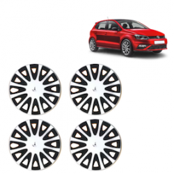 Premium Quality Car Full Wheel Cover Caps Clip Type 12 Inches (Tracer) (Double Colour Silver-Black) For Polo